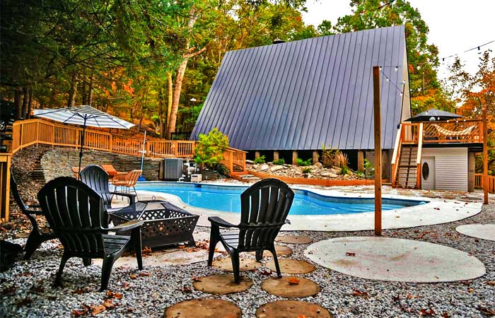 A-Frame Dream House Pool and Fire Pit