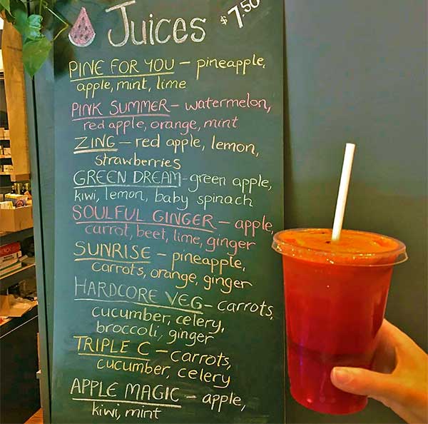 better world list on chalkboard fresh juices” width=“600