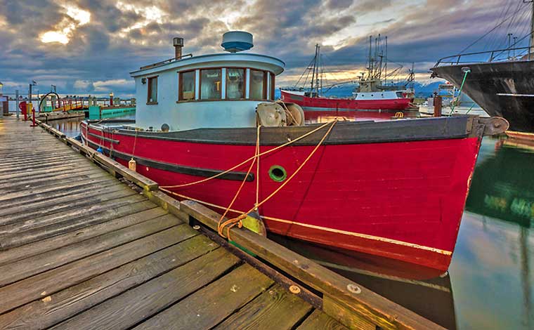 Blue Ocean Fish Market fishing boat at dock