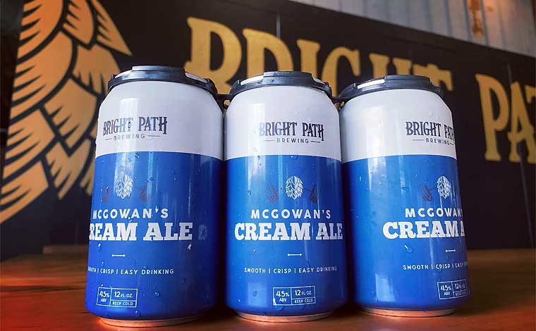 Bright Path Brewing cans of mcgowan's cream ale