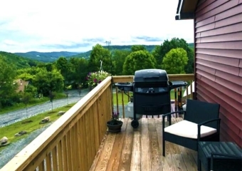 Buck Brook Alpaca Heaven deck with grill and mountain views