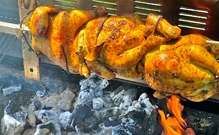 Butter Outside Beverage Garden chickens on the spit