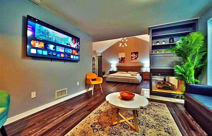 Cabin in a Rugged Rock Space Bedroom