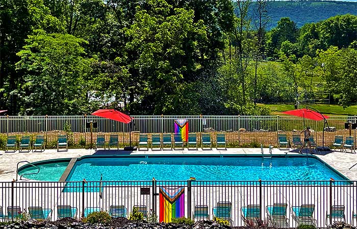 camp out Poconos swimming pool