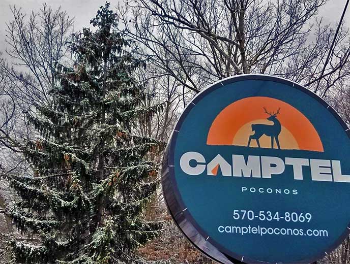 Camptel Poconos Glamping sign