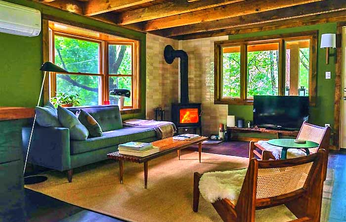 Chic Cabin on Callicoon Creek Living Room