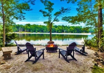 Chic Lakefront Fire Pit
