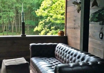 Cottage Cloud Treehouse leather couch