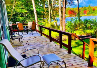 Mountain Lakefront Cabin Deck