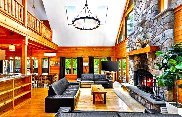 Creekfront Log Mansion Main Room