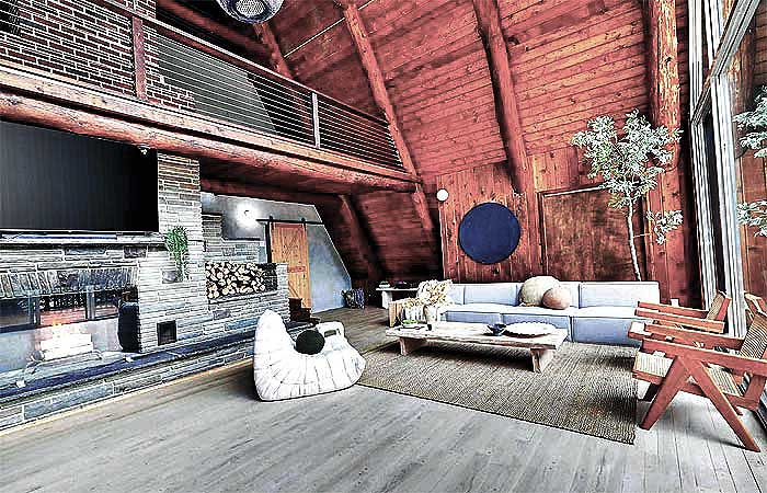 Designer A-Frame Living Room