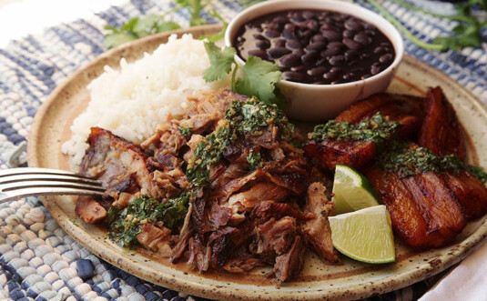 emilio's place roast pork with rice and black beans