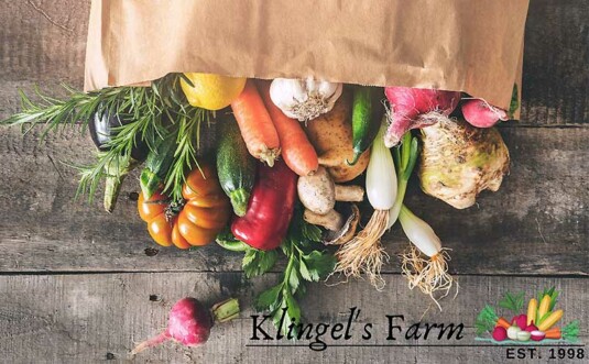 klingel farm and produce stand sack of fresh produce