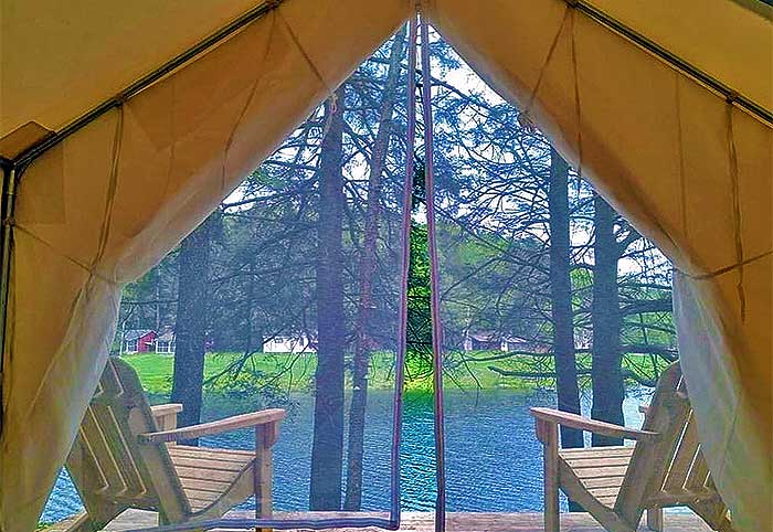 Lake Genero Campground view from inside tent