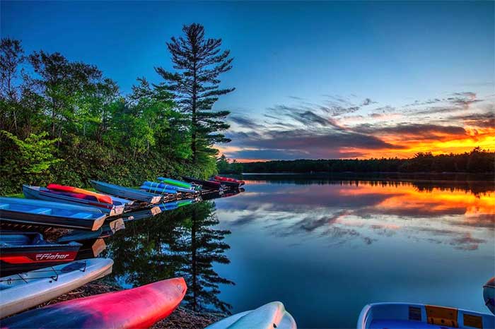 Lake Naomi Club and Timber Trails marina on the lake