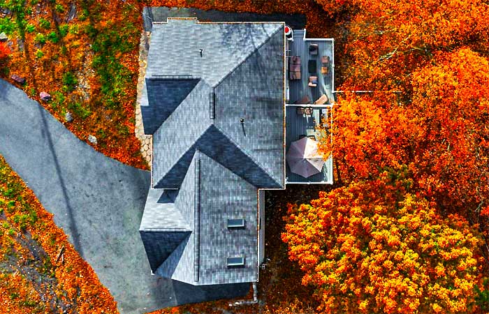 Lake View Pocono Getaway Lodge Aerial View