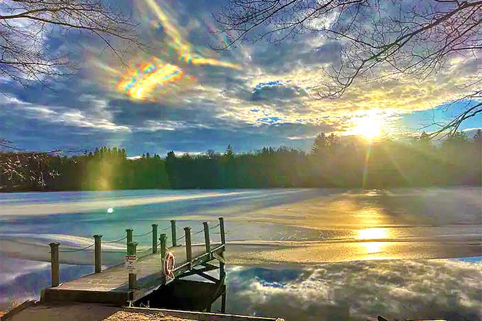 Lakefront Northern Retreat Winter View of Lake