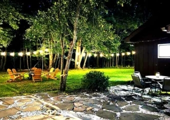 Lakeville,lakeside home fire pit and patio