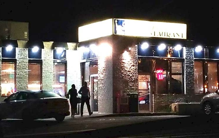 Liberty Diner exterior at night