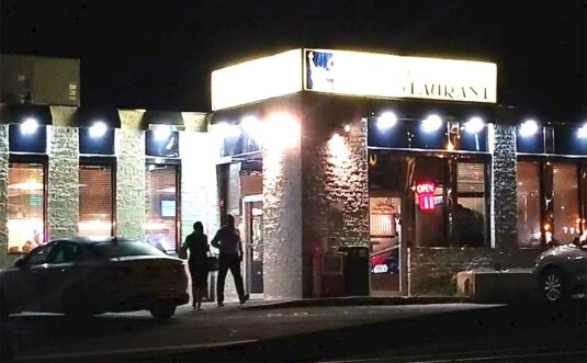 Liberty Diner exterior at night
