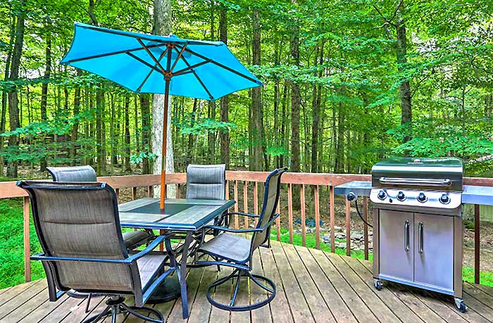 Log Cabin Lake Harmony deck and grill