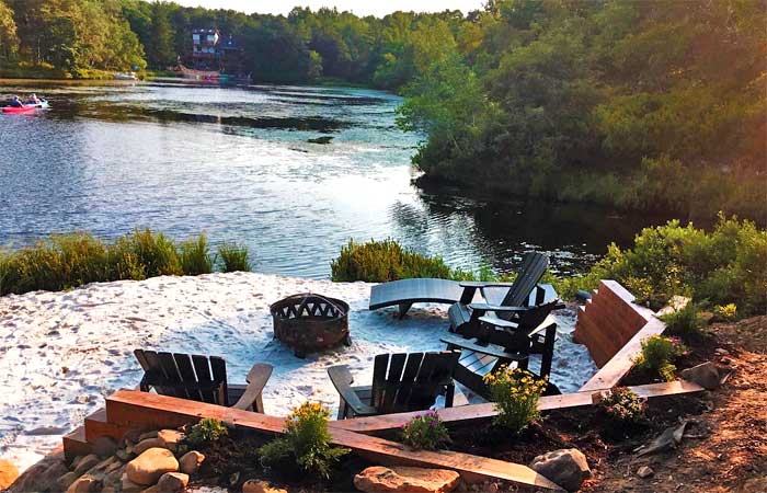 Long Pond Lakefront Chalet Fire Pit Area