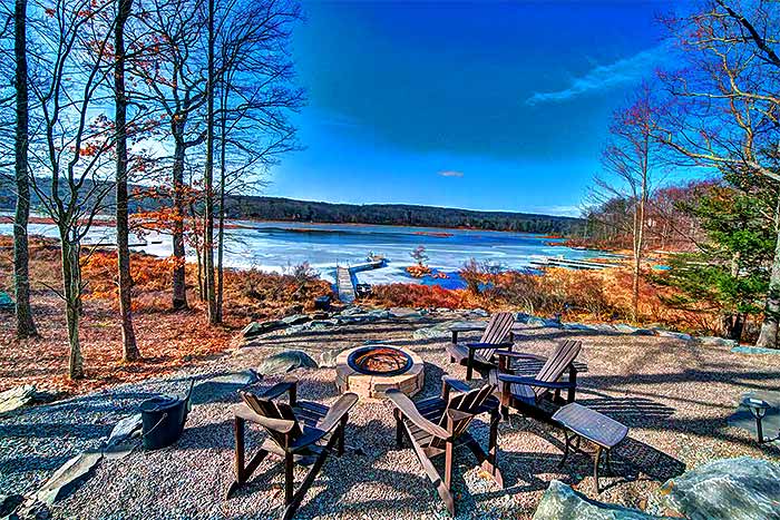 Magical 4-Season Waterfront boat dock and fire pit