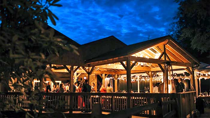 Magnolia Streamside Resort Wedding outdoor pavilion at night
