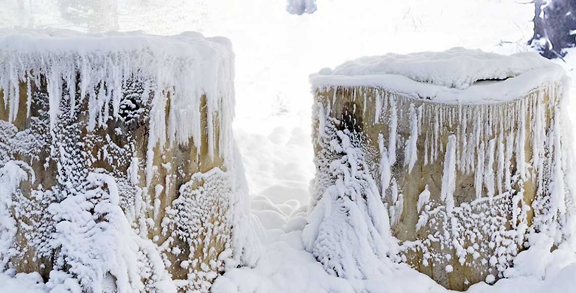 New Spa Amenities at Woodloch Lodge logs in the snow