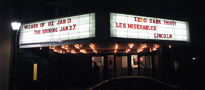 Pocono-Cinema-&-Cultural-Center-marquee-at-night