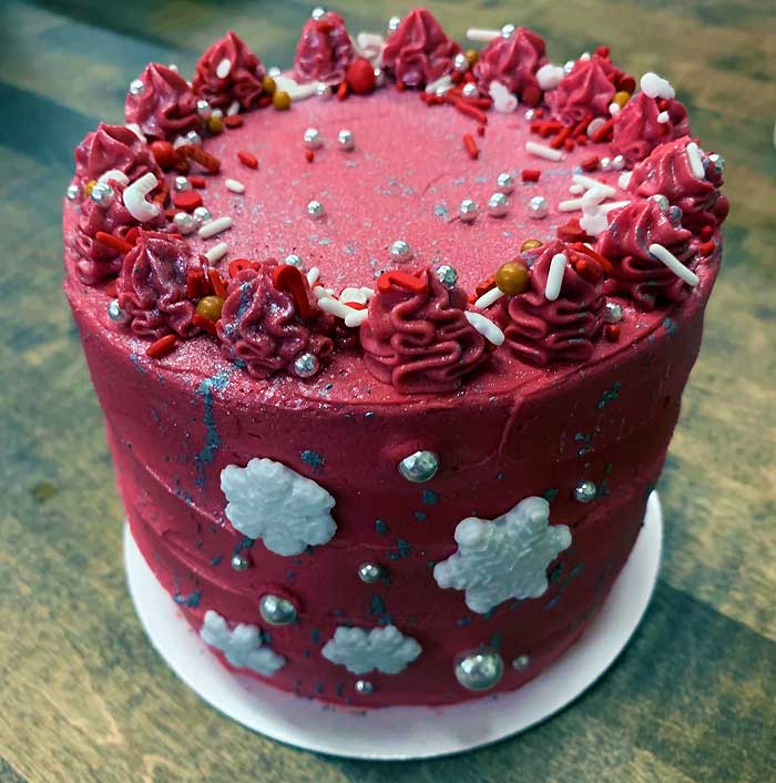 Pocono Dessert Co. rose colored cake