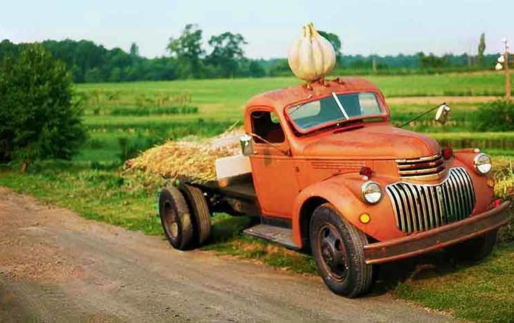 vintage orange truck