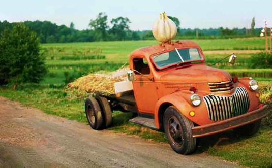 vintage orange truck