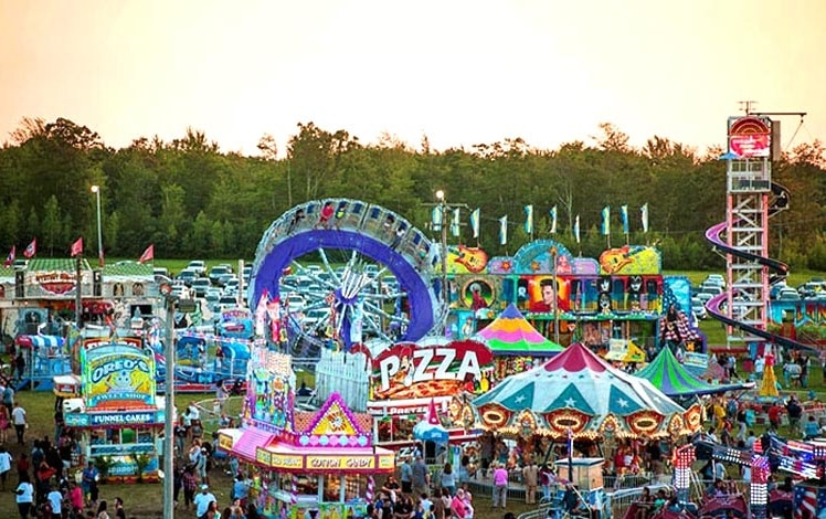 Pocono Mountain Carnival rides aerial view