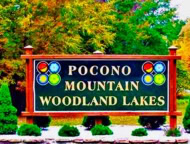 Pocono Mountains Woodland Lakes Sign