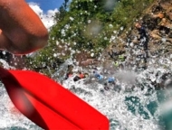 Pocono Whitewater Rafting red paddle