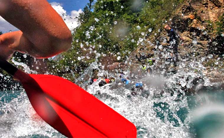 Pocono Whitewater Rafting red paddle