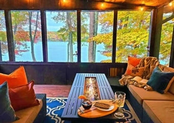 Red Canoe Lakefront screened in porch overlooking lake