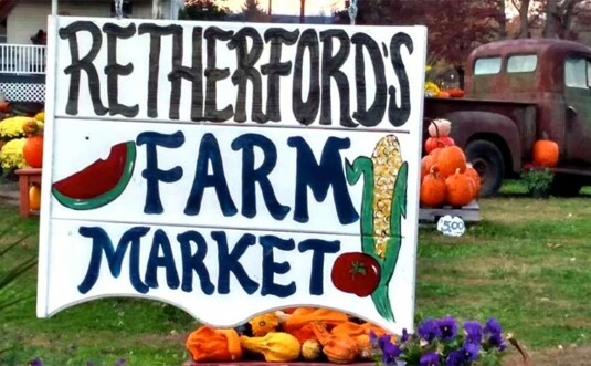 Retherford's Farm Market hand painted sign