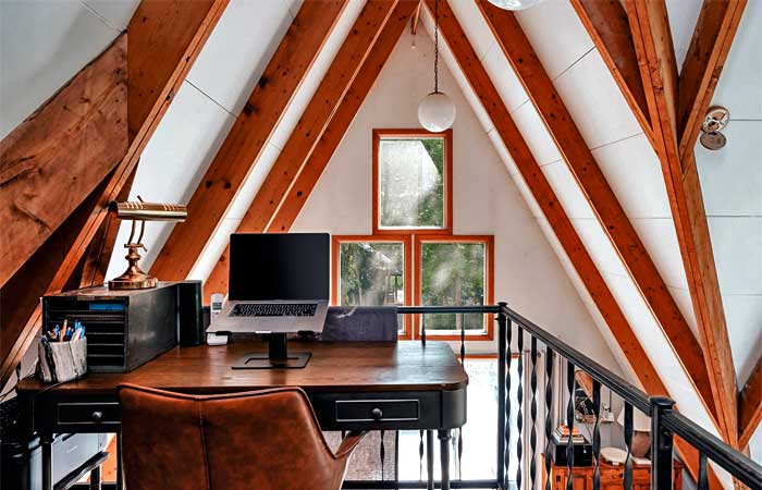 Riverside Cabin A-Frame Workspace