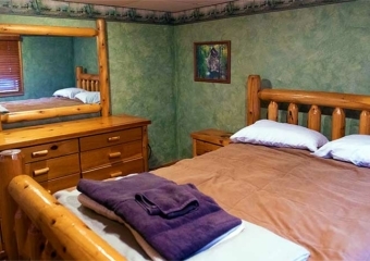 Rustic Lakefront cabin bedroom