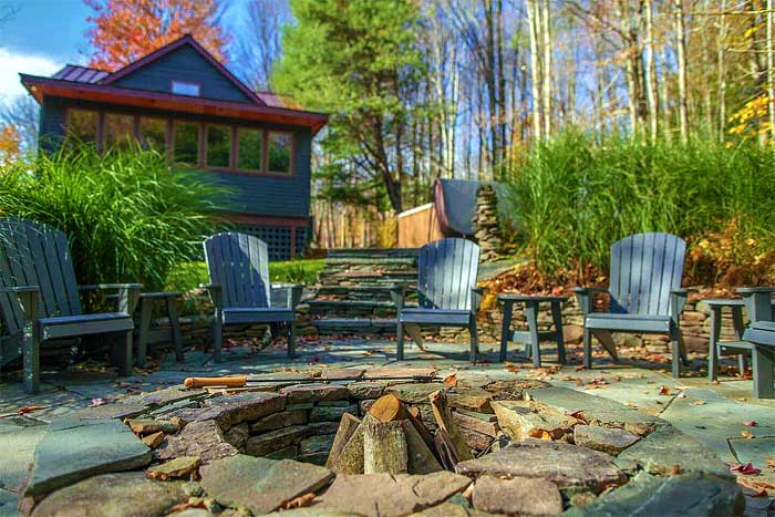 Scott Brook Cabin chairs around the fire pit