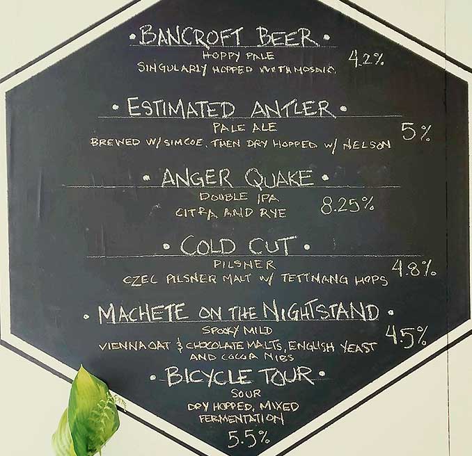 Second District Brew Farm blackboard beer menu