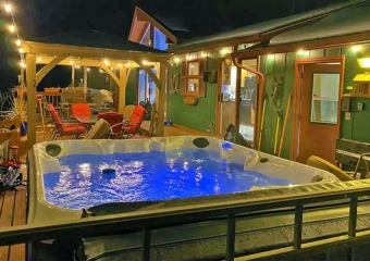 Spa Inspired Woodlands House hot tub on deck