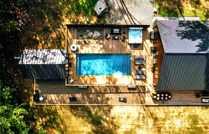 Spice Cabin Aerial View of Pool