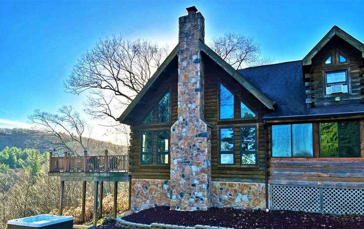 Rustic Blue Ridge Log Cabin Exterior