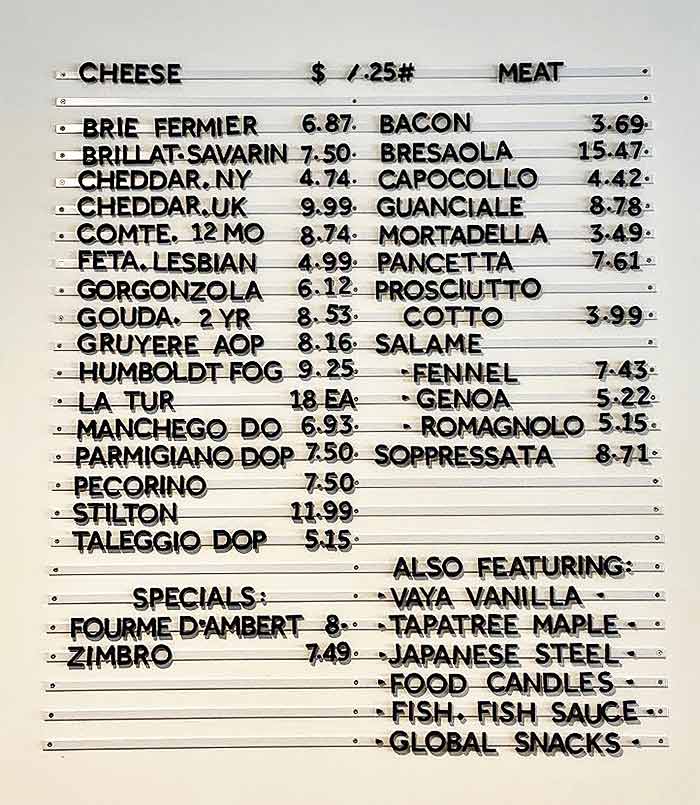 Sullivan Sundries Cheese List