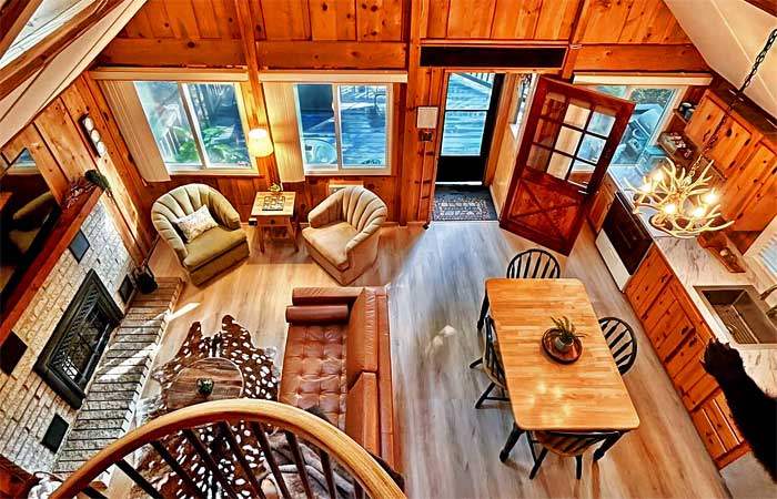 The Bear Cabin Aerial Living Room