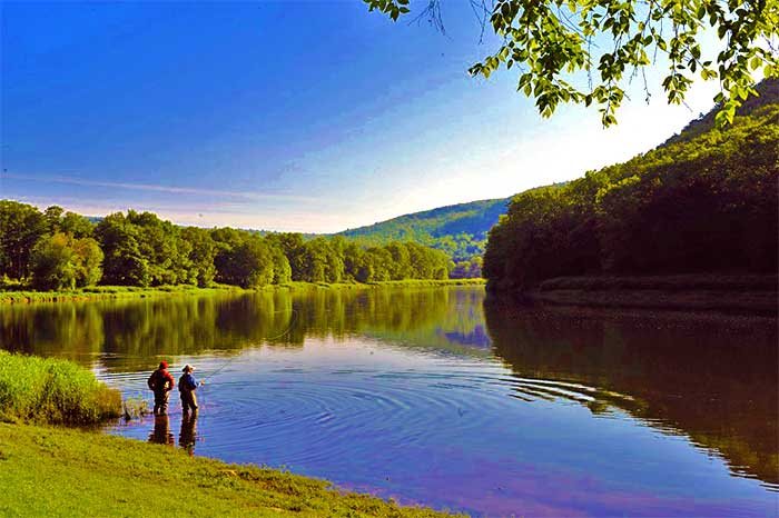 The Delaware River Club 2 men fishing