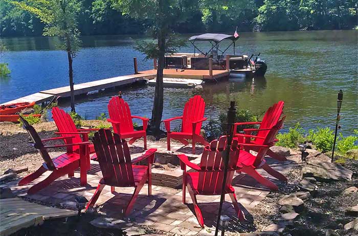 the lake house paupack hills fire pit and dock